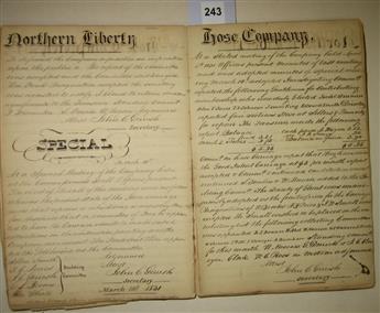 (PENNSYLVANIA.) Minute book of the Northern Liberty Hose Company, an independent volunteer fire company.